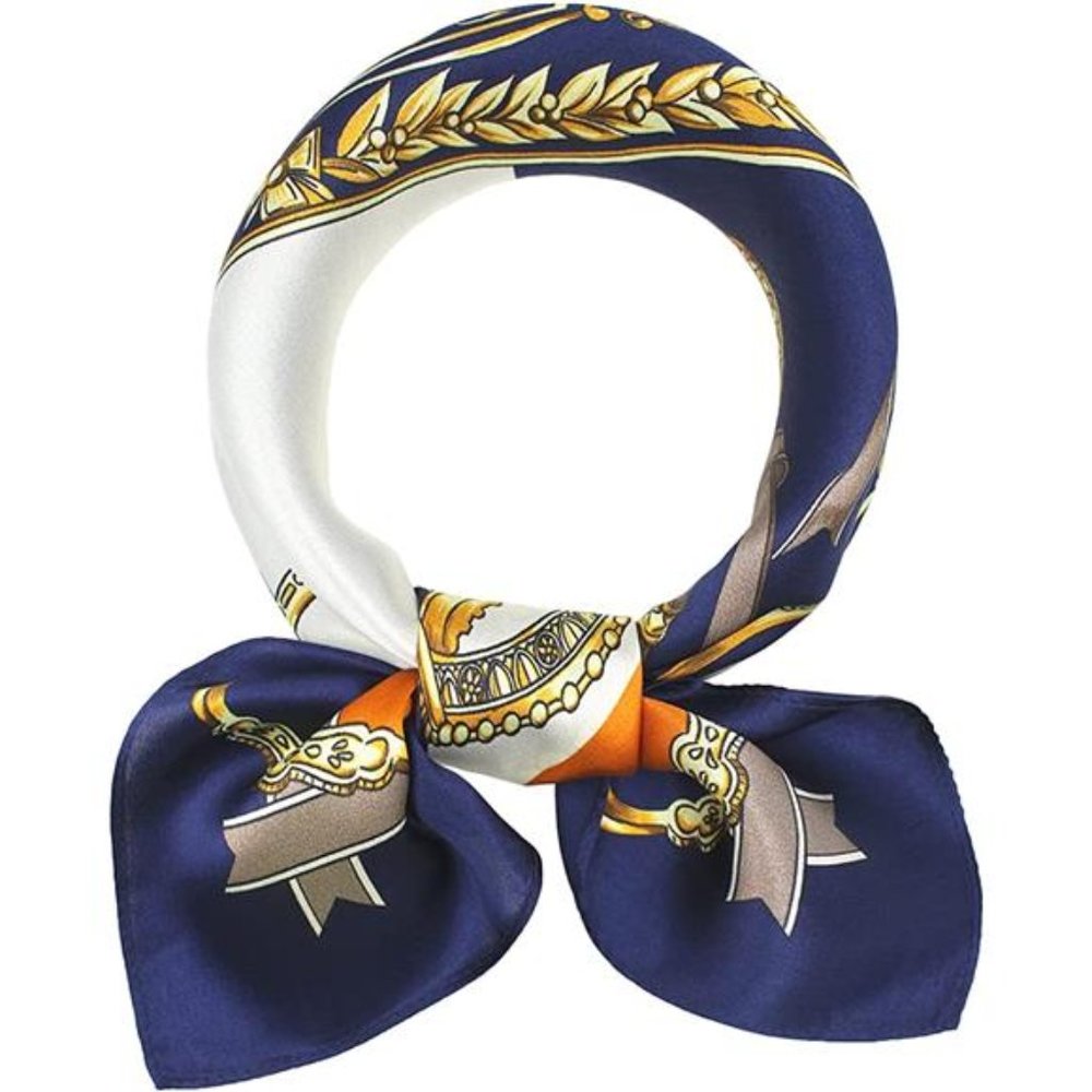 100 Mulberry Silk Scarf Orange  Blue